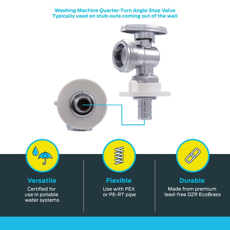 SharkBite 1/2 Inch x 3/4 Inch MHT Crimp Angle Stop Valve, Quarter Turn, Brass Plumbing Fittings, PEX Pipe, PE-RT, 23064LF - Image 3